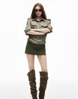 IAMXIAA Chemise Olive à Poches Utilitaires
