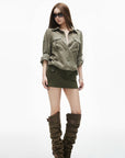 IAMXIAA Chemise Olive à Poches Utilitaires