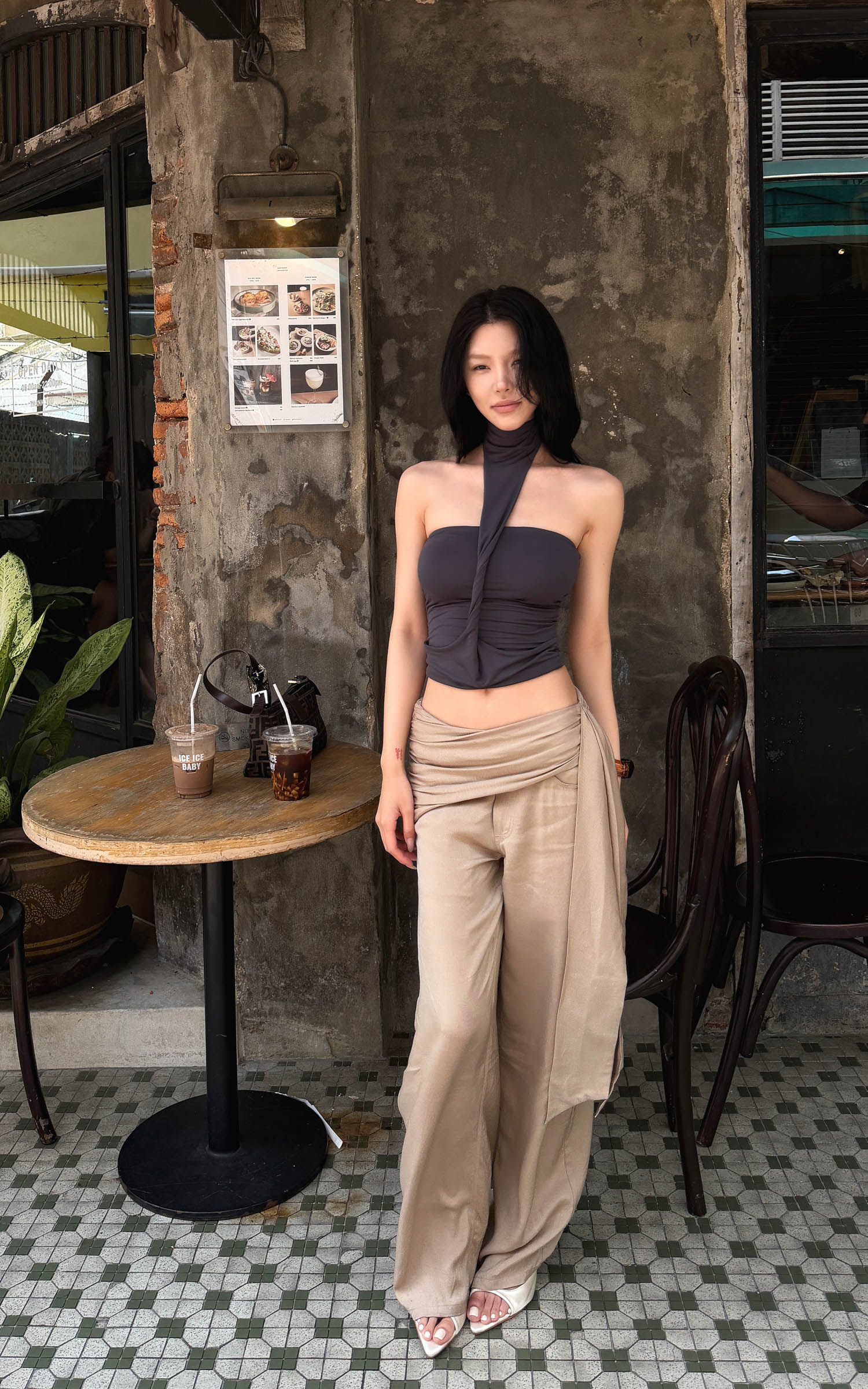 Hydrae Pantalon large drapé à nouer