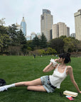 WARDEN EDGE Débardeur Côtelé à Bordure en Dentelle