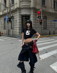 WARDEN EDGE Slim Cropped Number Print Tee
