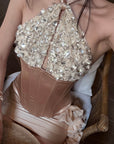 ROVENTE Ensemble Corset Dos-nu Orné & Jupe Mini Froncée