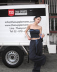 Hydrae Plaid Ruched Tube Top & Wide-Leg Pants Set