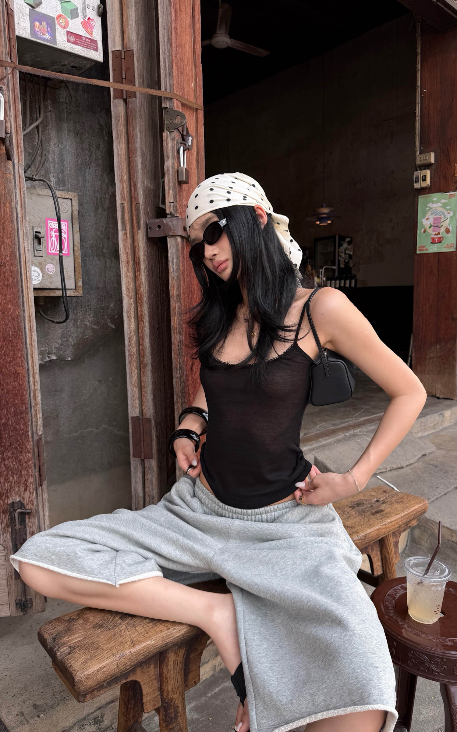 ROVENTE ラウエッジワイドレッグスウェットショーツ