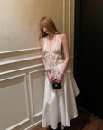 Rase le sol Layered Sheer Lace & Ribbon-Tied Halter Top