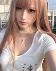 Rase le sol Star Emblem Ruched Scoop Neck Top