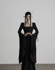 DOINDULGE Flare Sleeve Square Neck Maxi Dress