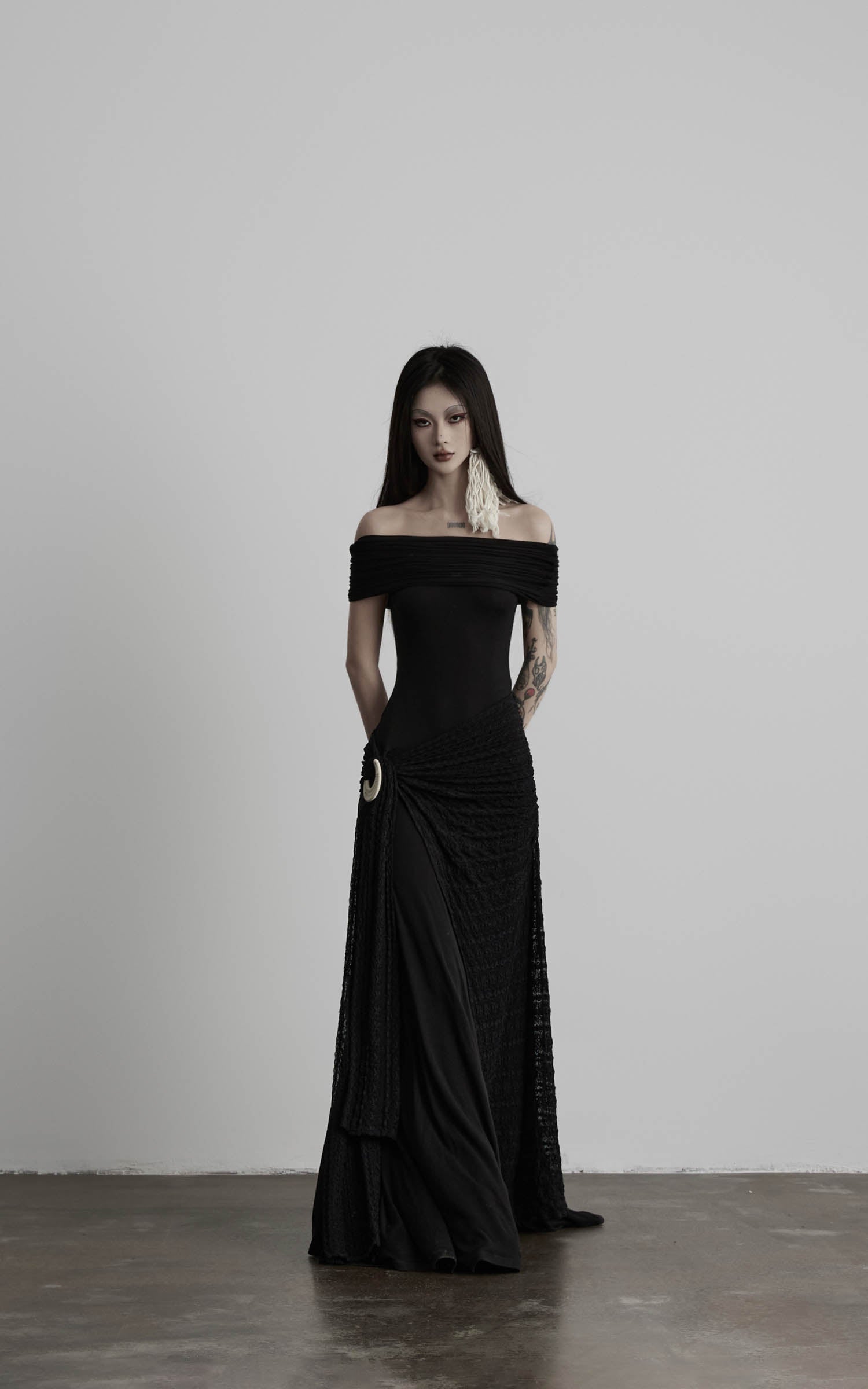 DOINDULGE Off-Shoulder Ruched Maxi Dress