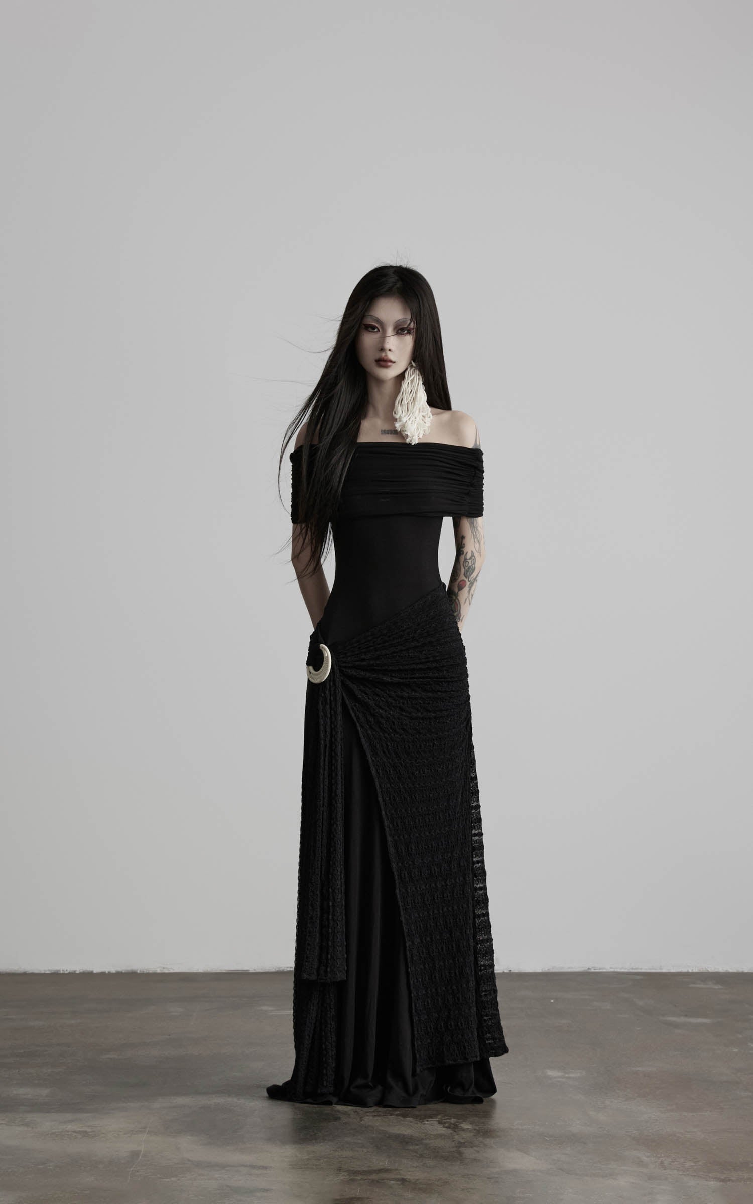 DOINDULGE Off-Shoulder Ruched Maxi Dress