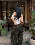 ROVENTE Pantalon camo à jambes larges et cordon de serrage