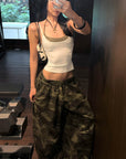 ROVENTE Pantalon camo à jambes larges et cordon de serrage