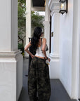 ROVENTE Pantalon camo à jambes larges et cordon de serrage