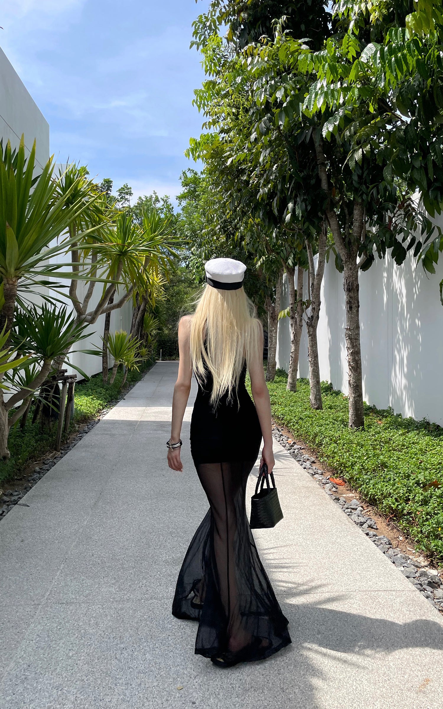 Rase Le Sol Sheer Mermaid Halter Dress