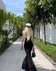 Rase Le Sol Sheer Mermaid Halter Dress