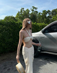 Rase le sol Ruched Halter Top & Draped Maxi Skirt Set