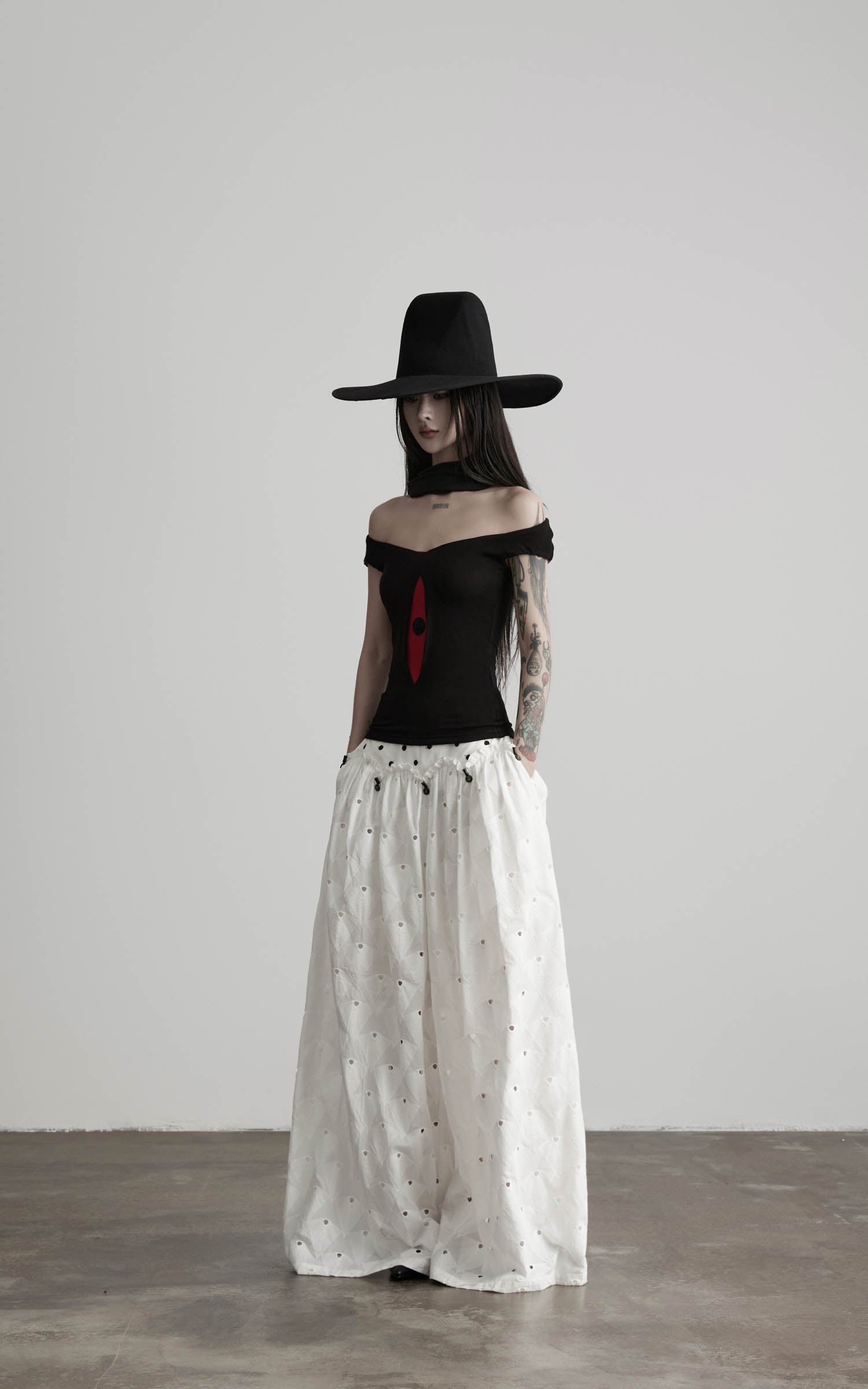 DOINDULGE Polka Dot Wide-Leg Pants