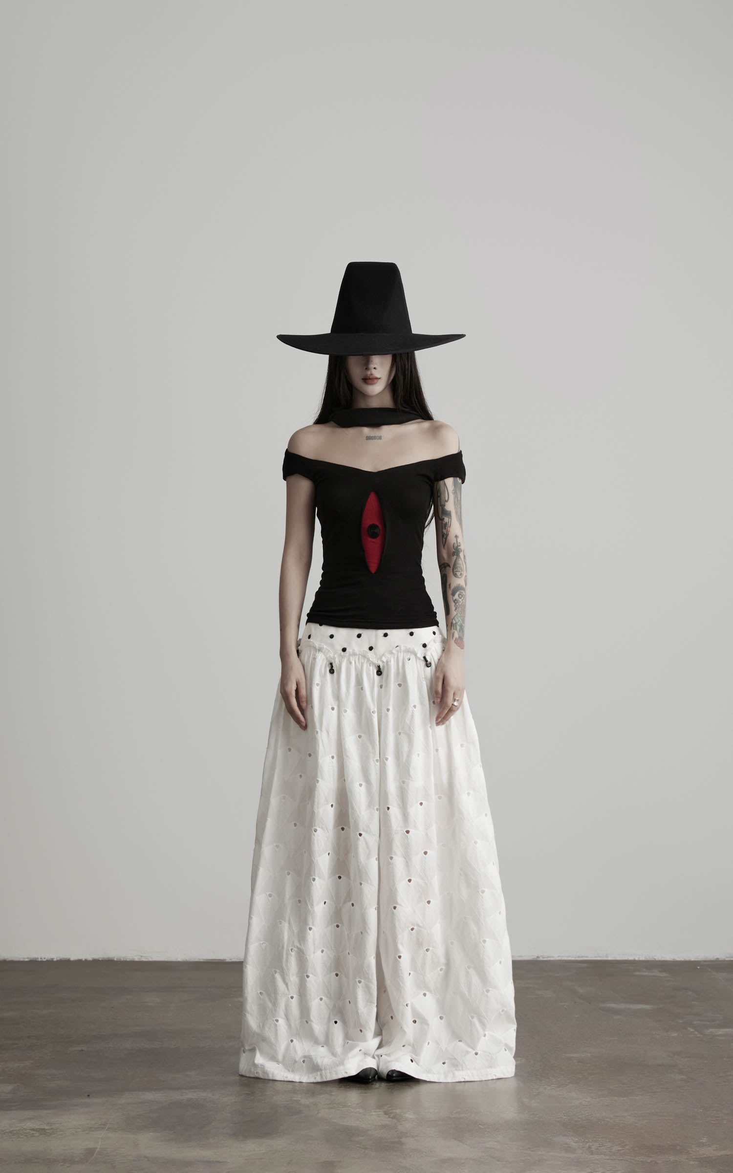 DOINDULGE Polka Dot Wide-Leg Pants