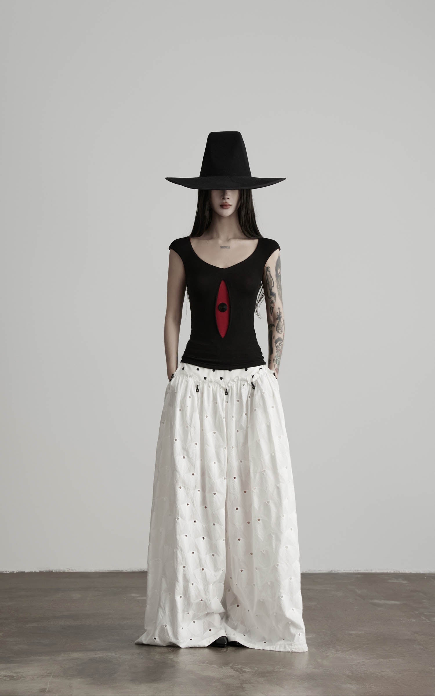 DOINDULGE Polka Dot Wide-Leg Pants