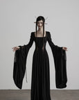DOINDULGE Flare Sleeve Square Neck Maxi Dress
