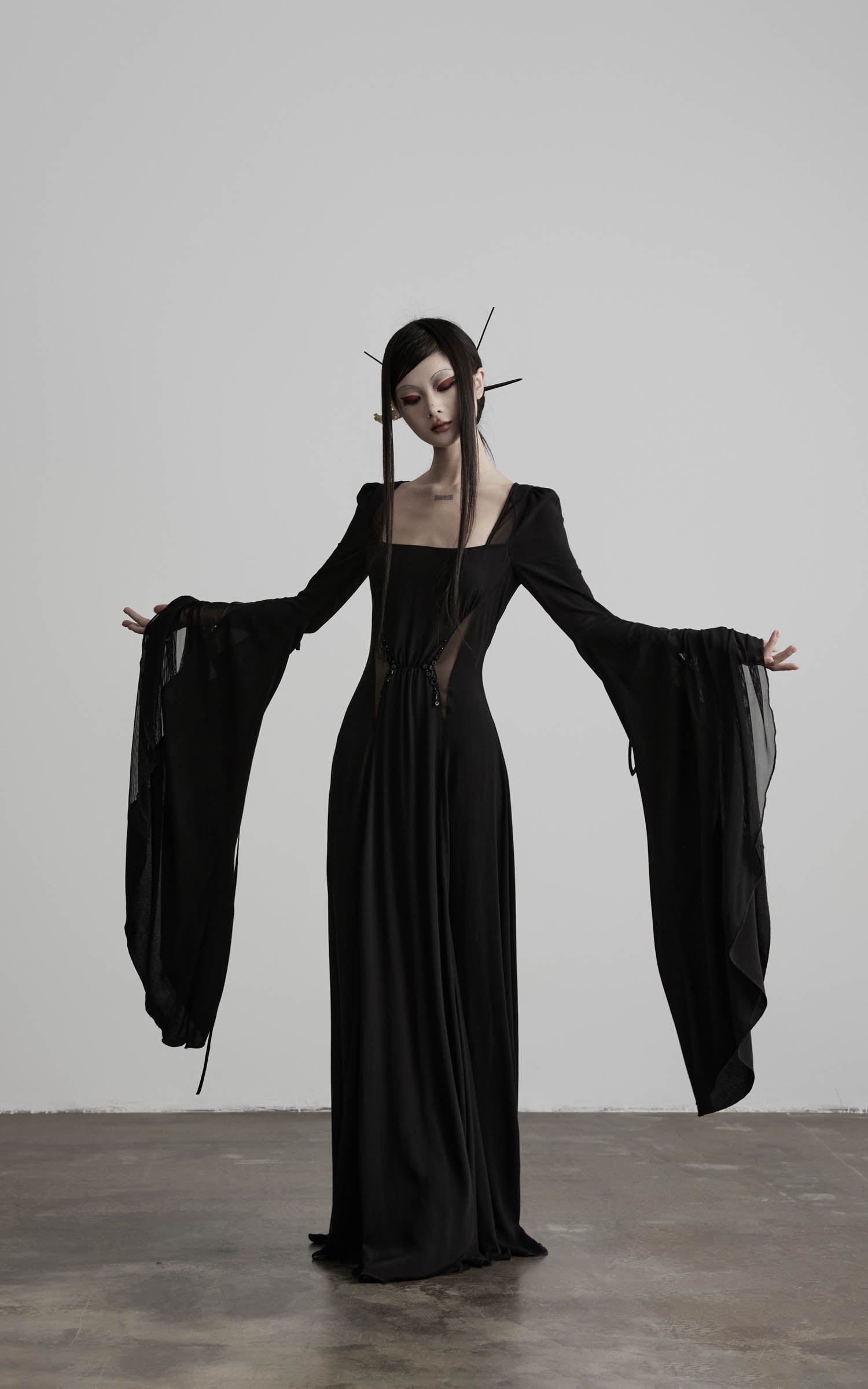 DOINDULGE Flare Sleeve Square Neck Maxi Dress