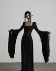 DOINDULGE Flare Sleeve Square Neck Maxi Dress