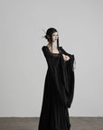 DOINDULGE Flare Sleeve Square Neck Maxi Dress