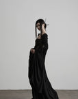DOINDULGE Flare Sleeve Square Neck Maxi Dress