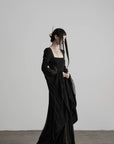 DOINDULGE Flare Sleeve Square Neck Maxi Dress