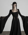 DOINDULGE Flare Sleeve Square Neck Maxi Dress