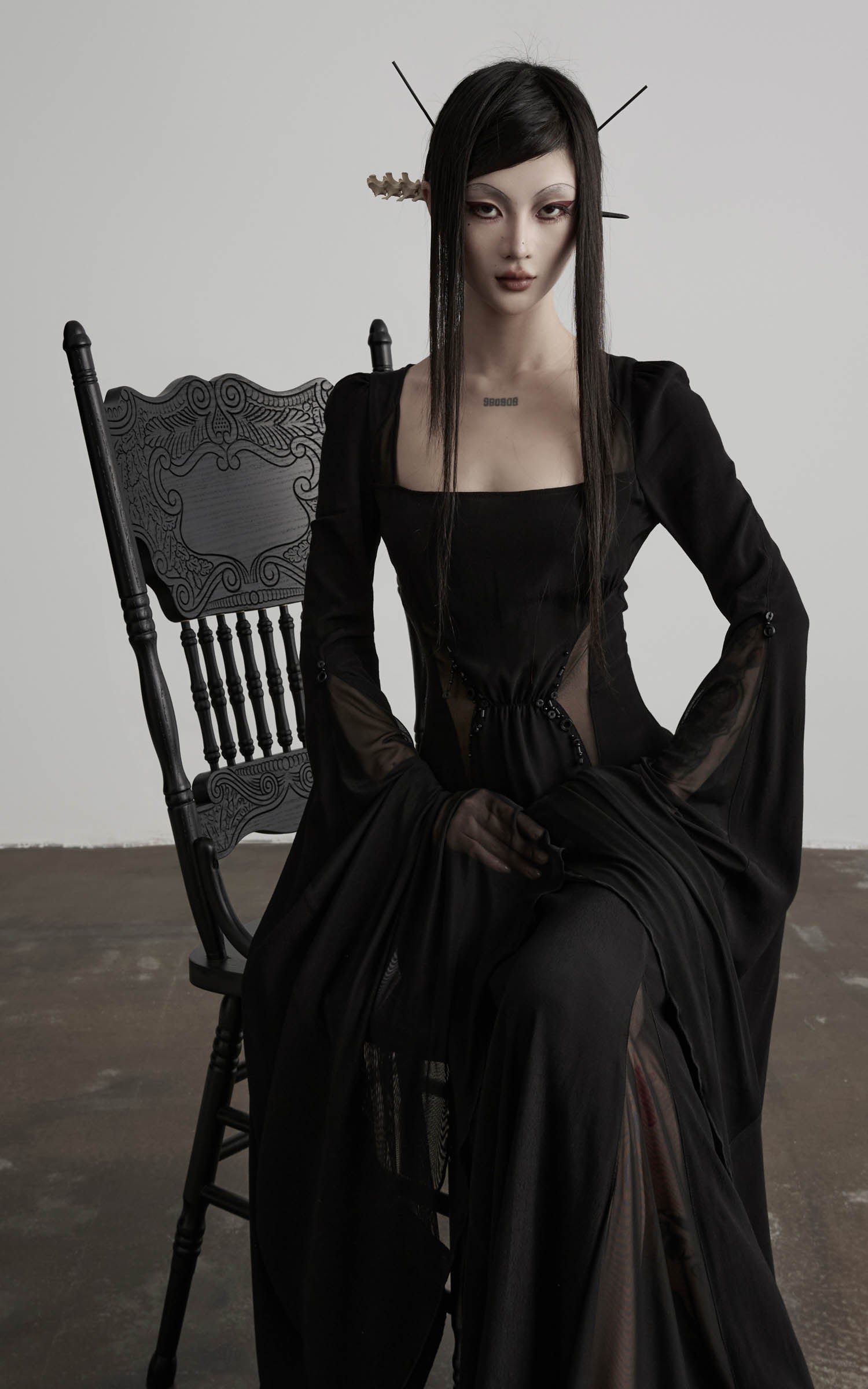 DOINDULGE Flare Sleeve Square Neck Maxi Dress