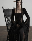 DOINDULGE Flare Sleeve Square Neck Maxi Dress