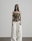 DOINDULGE Low-Rise Wide Leg Pants