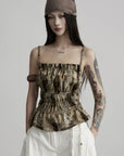 DOINDULGE Ruched Printed Cami Top