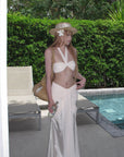 Rase le sol Ruched Halter Top & Draped Maxi Skirt Set
