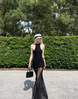 Rase Le Sol Sheer Mermaid Halter Dress