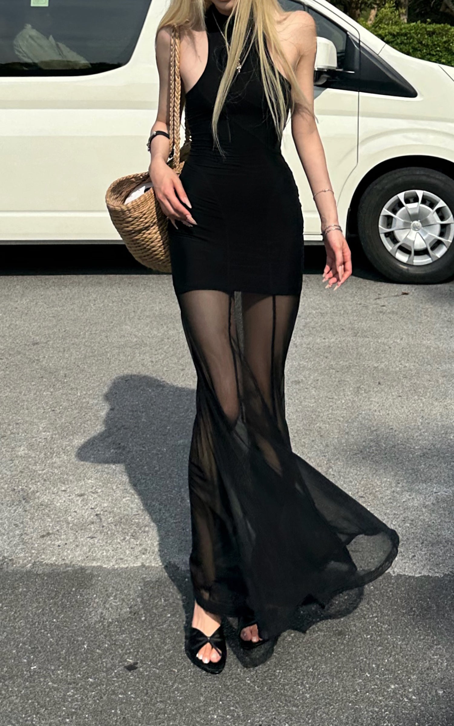 Rase Le Sol Sheer Mermaid Halter Dress