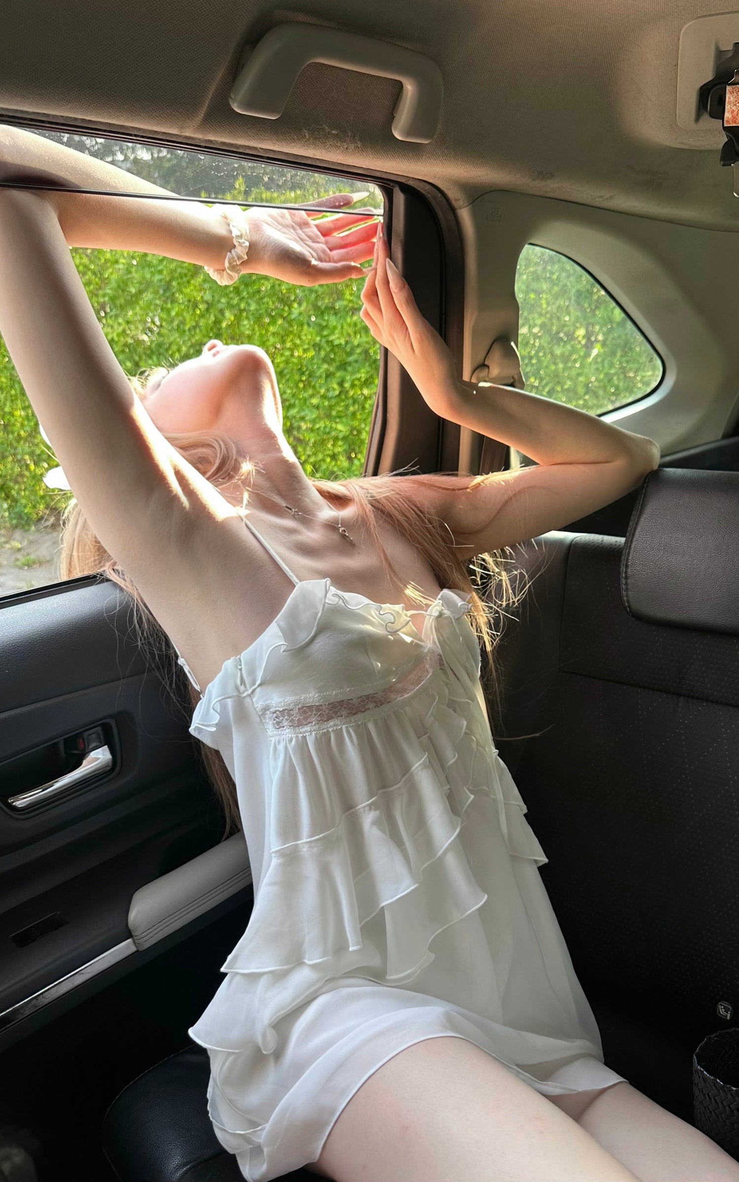 Rase Le Sol Silent Petals Lace-Trim Ruffle Mini Dress
