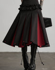 DOINDULGE Ruffle Waist Pleated Midi Skirt