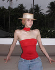 Rase le sol Scarlet Cross-Halter Tube Top