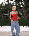 Rase le sol Scarlet Cross-Halter Tube Top