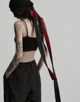 DOINDULGE Reversible Beaded Keyhole Camisole Bell Pendant Crop Top
