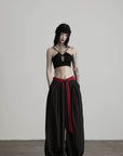 DOINDULGE Reversible Beaded Keyhole Camisole Bell Pendant Crop Top