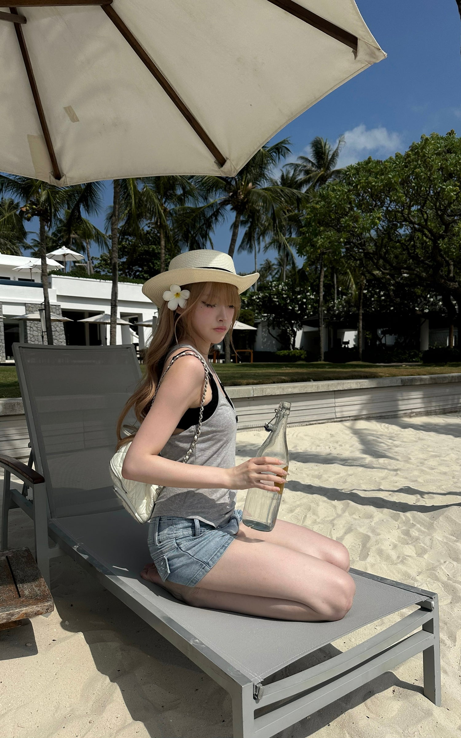 Rase le sol Printed Low-Rise Denim Shorts