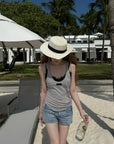 Rase le sol Lace Bra Layered Racerback Fitted Tank Top Set
