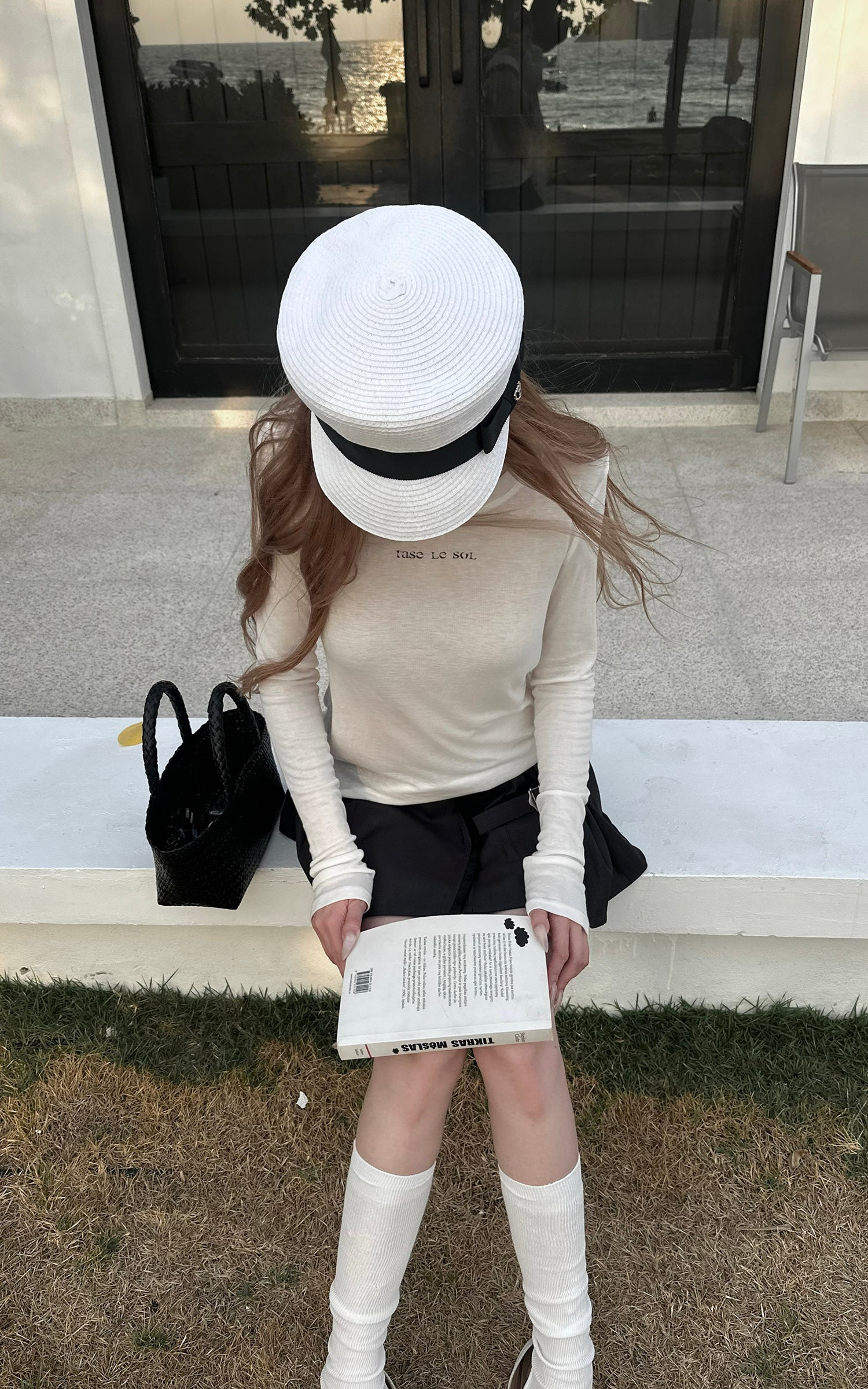 Rase le sol T-shirt à manches longues transparent avec logo imprimé