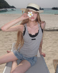 Rase le sol Lace Bra Layered Racerback Fitted Tank Top Set