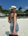 Rase le sol Printed Low-Rise Denim Shorts