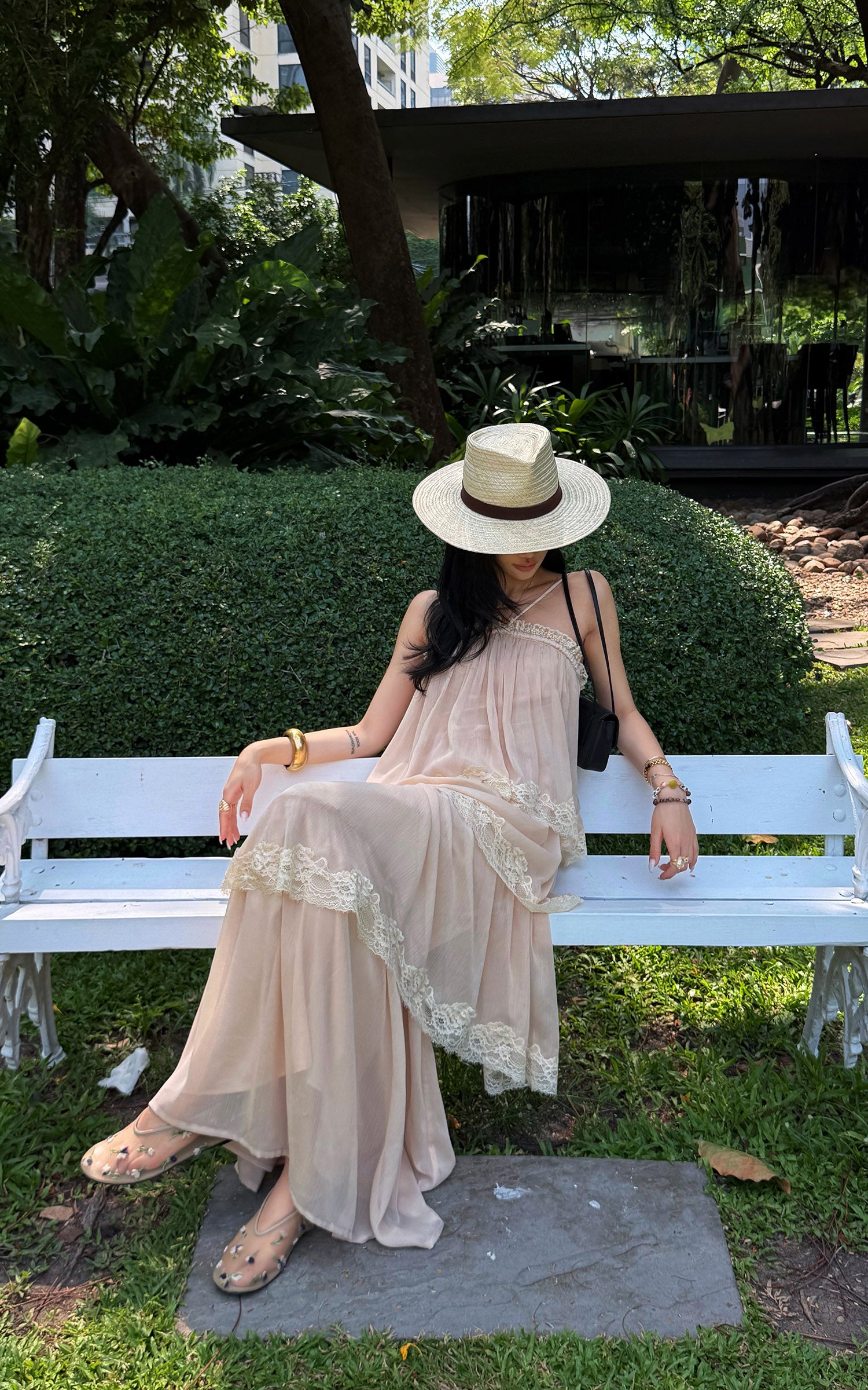tiered chiffon maxi dress ROVENTE Lace Tiered Chiffon Maxi Dress – PINKPARKS