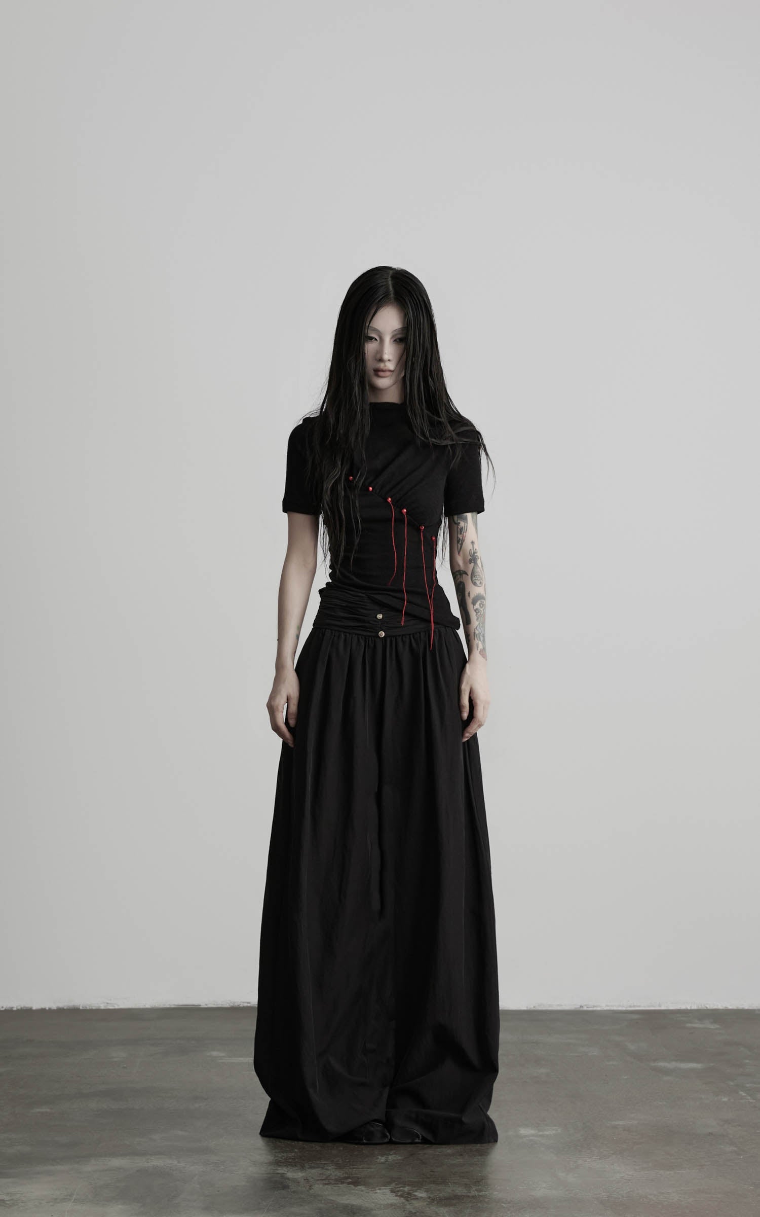 DOINDULGE Wide Leg Gathered Waist Pants