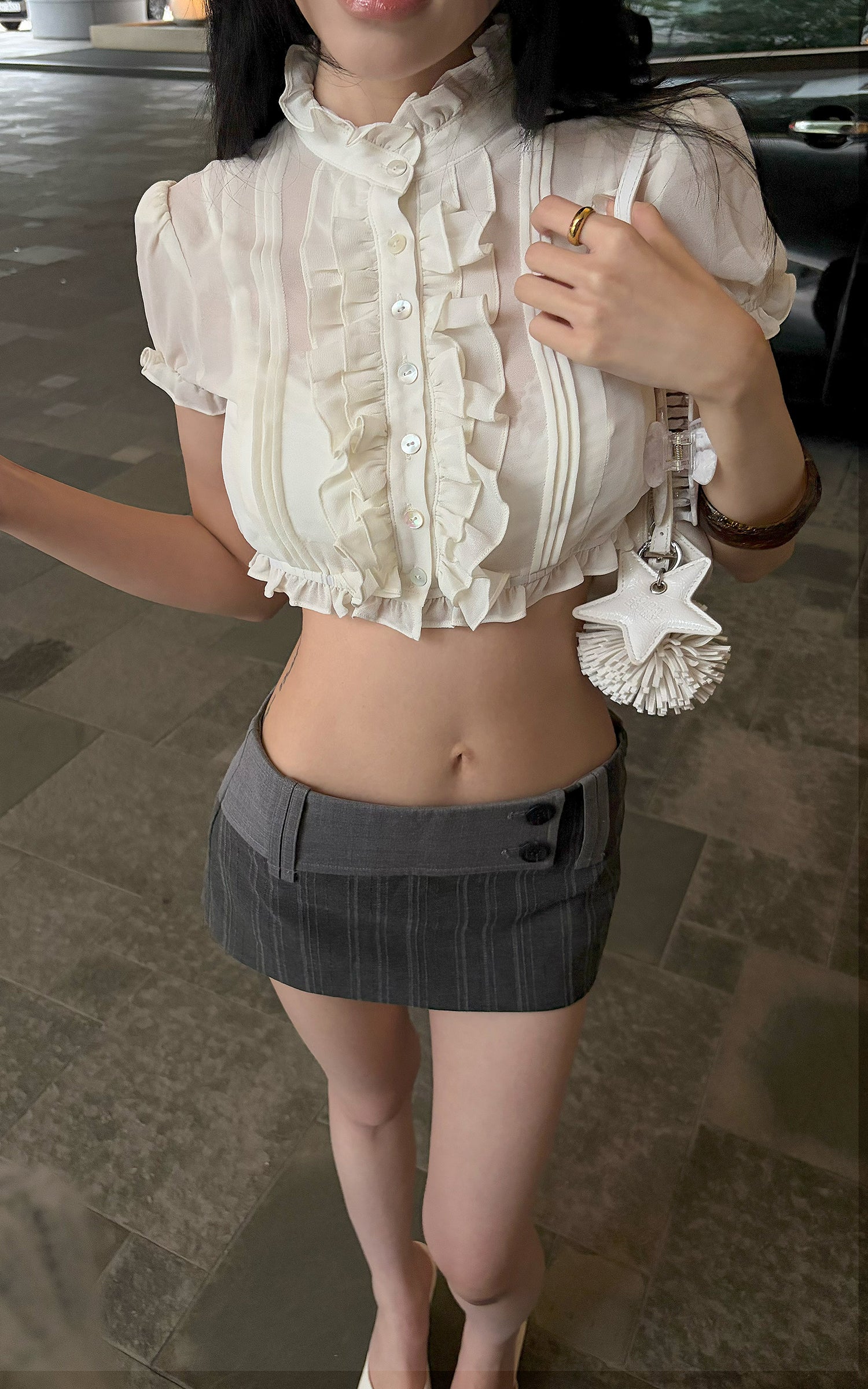 Hydrae Low Rise Pinstripe Micro Mini Skirt Shorts